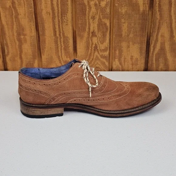 Ted Baker London Guri Mens Sz 10 Suede Wingtip Brogue Oxford Shoes Brown - Picture 5 of 11